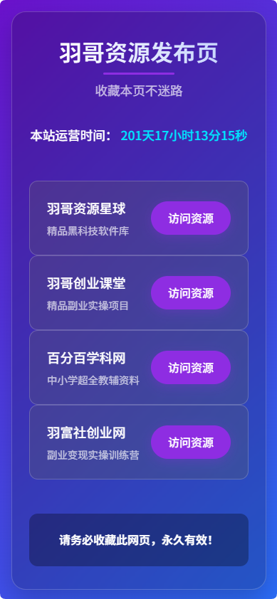 图片[1]-2款全新酷炫UI个人网址导航发布页-羽哥资源星球