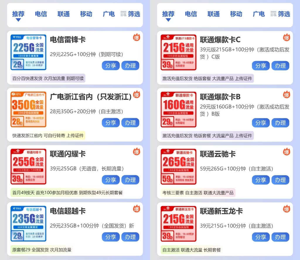 图片[2]-【全国流量】四大运营商正规授权，大流量卡免费办理！-羽哥资源星球
