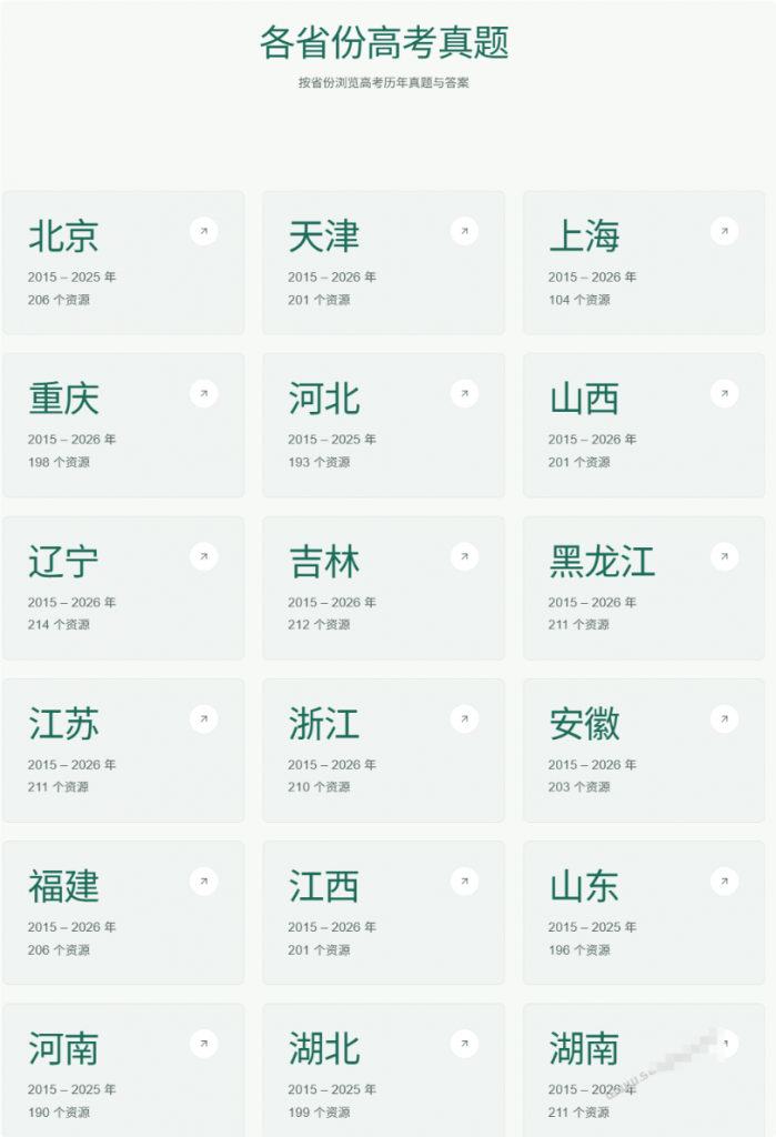 图片[4]-历年全国高考真题与答案解析， 12 个科目和 64 年份跨度，完全免费 高考真题-羽哥资源星球